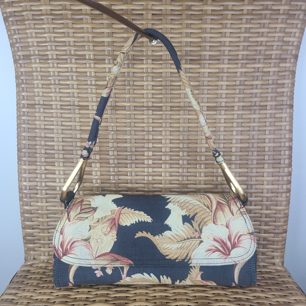 Sunny Hawaii Baguette Shoulder Bag Purse Floral Patterns Soft Fabric Material